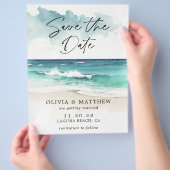 Budget Watercolor Beach Ankündigung Datum freihalt Flyer (Hand)