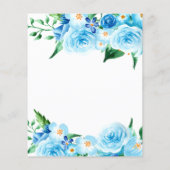 Budget Watercolor Blue Floral Wedding Einladung (Rückseite)
