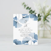 Budget Watercolor Blue Foliage Hochzeit Einladung (Stehend Vorderseite)