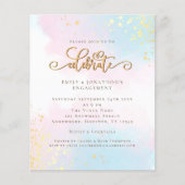Budget Watercolor Blue Pink Script Verlobung (Vorderseite)