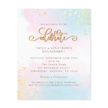 Budget Watercolor Blue Pink Script Verlobung
