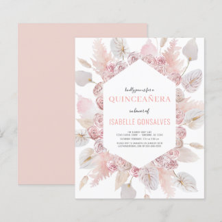 Budget Watercolor Boho QUINCEAÑERA Einladung
