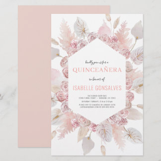 Budget Watercolor Boho QUINCEAÑERA Einladung