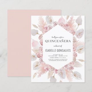 Budget Watercolor Boho QUINCEAÑERA Einladung
