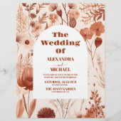 Budget Watercolor Burgund Wildblumen Hochzeit Flyer (Vorne)