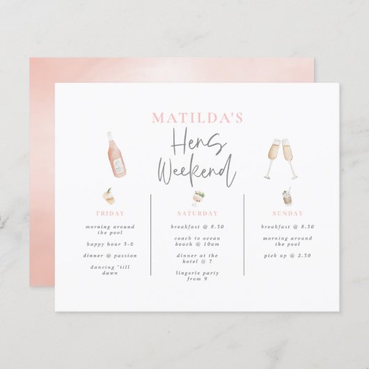 Budget Watercolor Champagner Hütten am Wochenende (Vorne/Hinten)