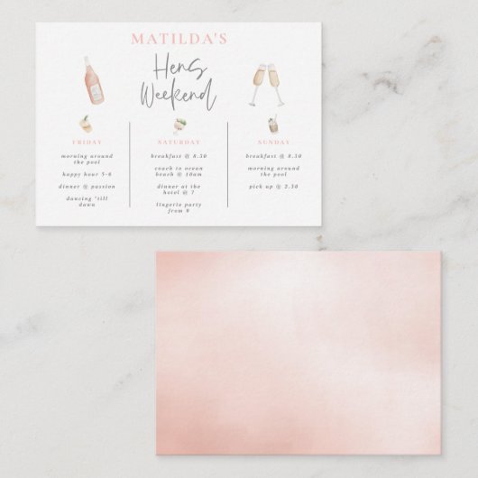 Budget Watercolor Champagner Hütten am Wochenende Mitteilungskarte (Vorne/Hinten)