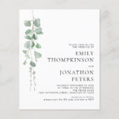 Budget Watercolor Eukalyptus Wedding Einladung (Vorderseite)