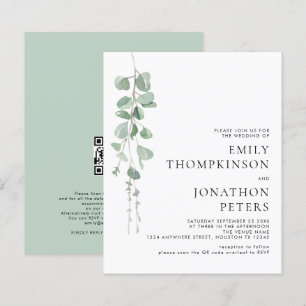 Budget Watercolor Eukalyptus Wedding Einladung