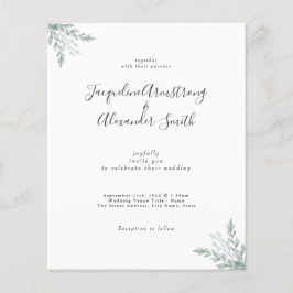 Budget Watercolor Eukalyptus Wedding Einladung Flyer