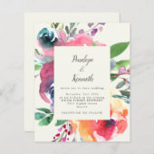 Budget Watercolor Floral Elegante Script Hochzeit (Vorne/Hinten)