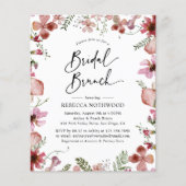 Budget Watercolor Florals Bridal Brunch Einladung (Vorderseite)