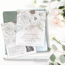 Budget Watercolor Florals QR Code Wedite Einladung