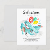 Budget Watercolor Flugzeug Balloons Kindergeburtst (Vorne/Hinten)