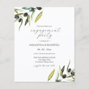 Budget Watercolor Greenerity Engagement Party einl Flyer