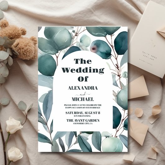 Budget Watercolor Greenery Eukalyptus Wedding Flyer
