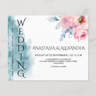Budget Watercolor Hochzeit Einladung. Flyer