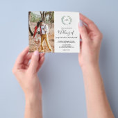 Budget watercolor leaves monogram photo Wedding Flyer (Gruppe)