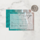 Budget Watercolor Tropical Beach Wedding RSVP Card Mitteilungskarte (Vorderseite/Rückseite Beispiel)