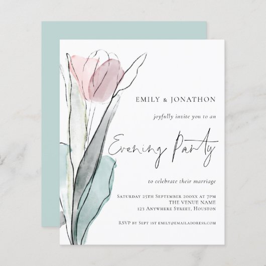 Budget Watercolor Tulip Wedding Abend Party (Vorne/Hinten)