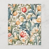 Budget Watercolor Tulips William Morris Wedding (Rückseite)