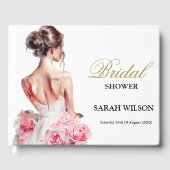 Budget Watercolor Wedding Gown Brautparty Gästebuch (Vorderseite)