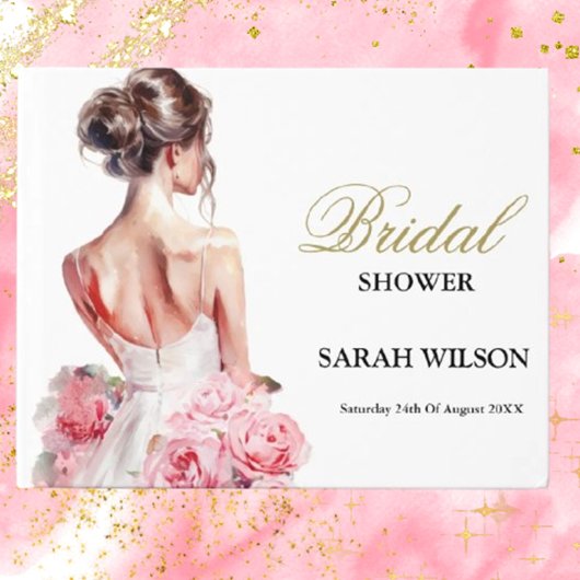 Budget Watercolor Wedding Gown Brautparty Gästebuch