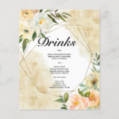 Budget Watercolor WEDDING MENU. Flyer (Hinten)