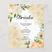 Budget Watercolor WEDDING MENU. Flyer (Hinten)