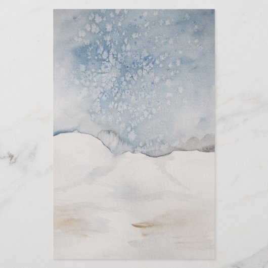 Budget Watercolor Winter Blue Silver Wedding Menü (Hinten)