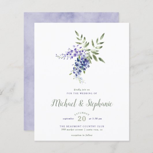 Budget Watercolor Wisteria Bouquet Wedding (Vorne/Hinten)