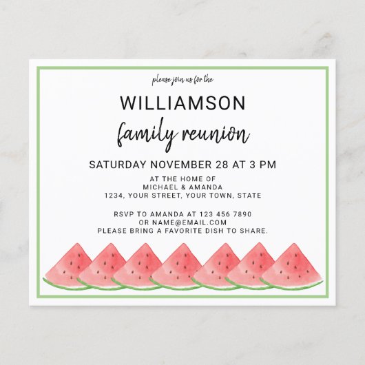 Budget Watermelon Summer Family Wiedersehen Einlad (Vorderseite)