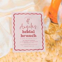 Budget Wavy Retro Pink & Red Groovy Bridal Brunch