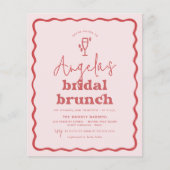 Budget Wavy Retro Rosa & Red Groovy Bridal Brunch (Vorderseite)