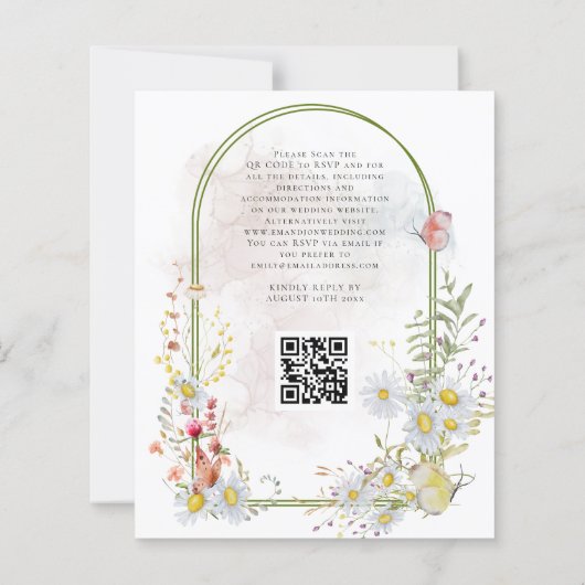 Budget We Do Daisies Arch QR Hochzeit Einladung (Rückseite)