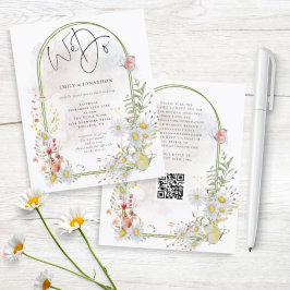 Budget We Do Daisies Arch QR Hochzeit Einladung