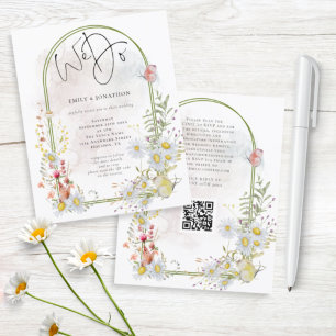 Budget We Do Daisies Arch QR Hochzeit Einladung