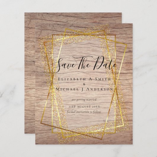 BUDGET WEDD RETT DATES Gold Glitzer Geometric (Vorne/Hinten)