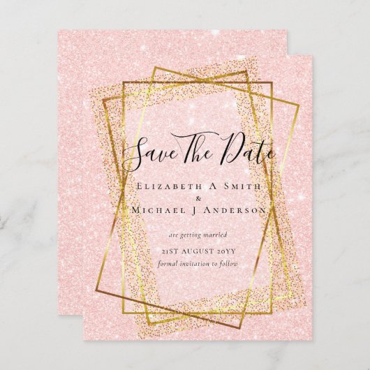 BUDGET WEDD RETT DATES Gold Glitzer Geometric (Vorne/Hinten)