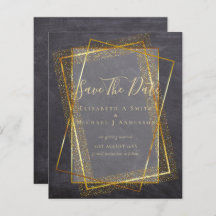 BUDGET WEDD RETT DATES Gold Glitzer Geometric