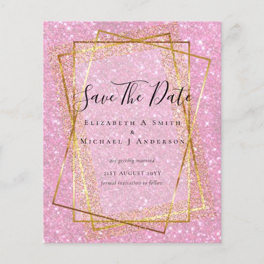 BUDGET WEDD RETT DATES Gold Glitzer Geometric Flyer (Vorne)