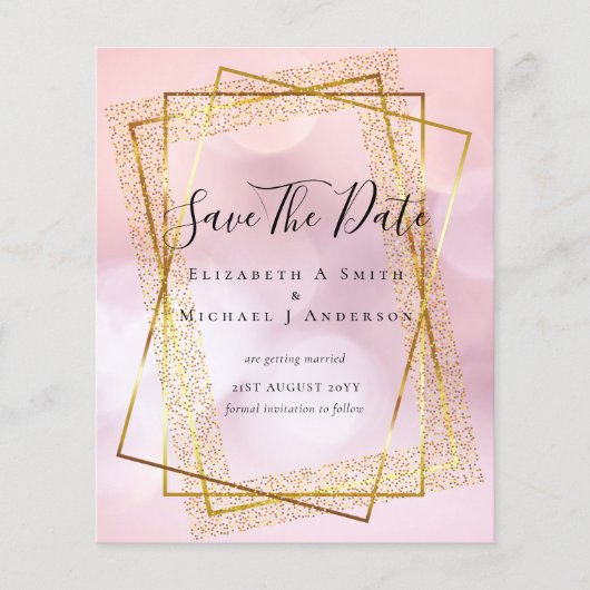 BUDGET WEDD RETT DATES Gold Glitzer Geometric Flyer (Vorne)