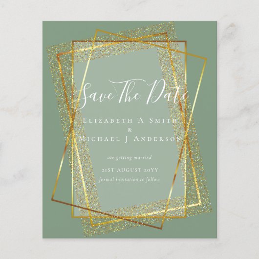 BUDGET WEDD RETT DATES Gold Glitzer Geometric Flyer (Vorne)