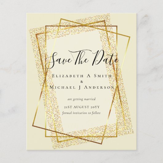 BUDGET WEDD RETT DATES Gold Glitzer Geometric Flyer (Vorne)