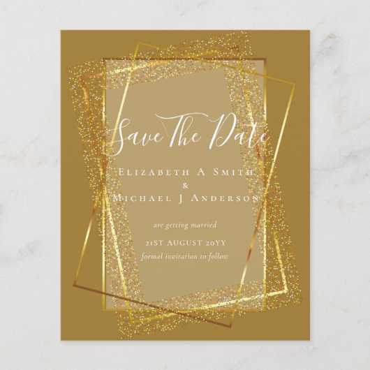 BUDGET WEDD RETT DATES Gold Glitzer Geometric Flyer (Vorne)