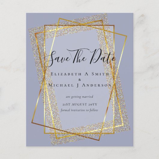 BUDGET WEDD RETT DATES Gold Glitzer Geometric Flyer (Vorne)