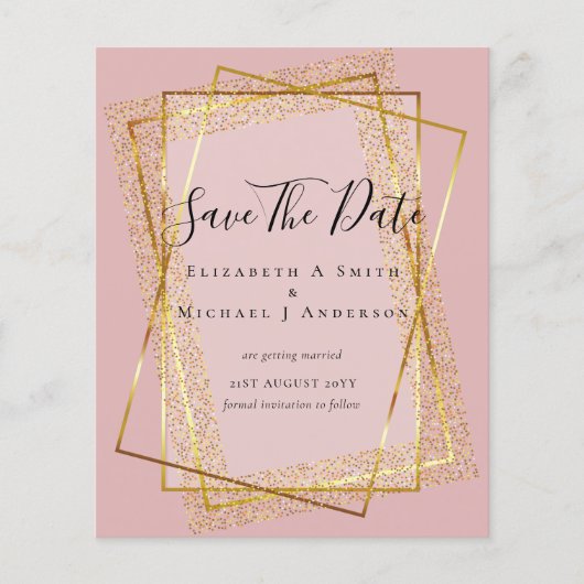 BUDGET WEDD RETT DATES Gold Glitzer Geometric Flyer (Vorne)