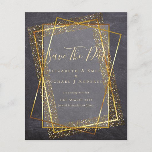 BUDGET WEDD RETT DATES Gold Glitzer Geometric Flyer (Vorne)