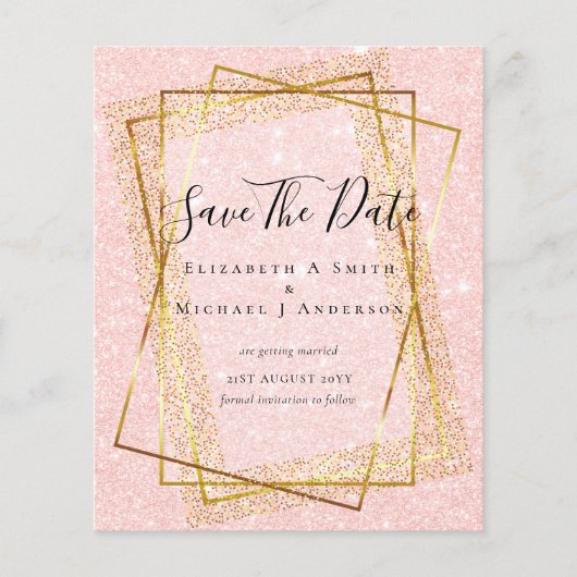 BUDGET WEDD RETT DATES Gold Glitzer Geometric Flyer (Vorne)