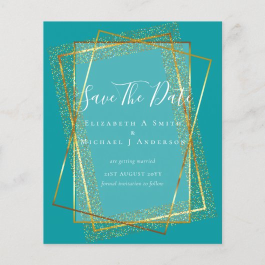 BUDGET WEDD RETT DATES Gold Glitzer Geometric Flyer (Vorne)